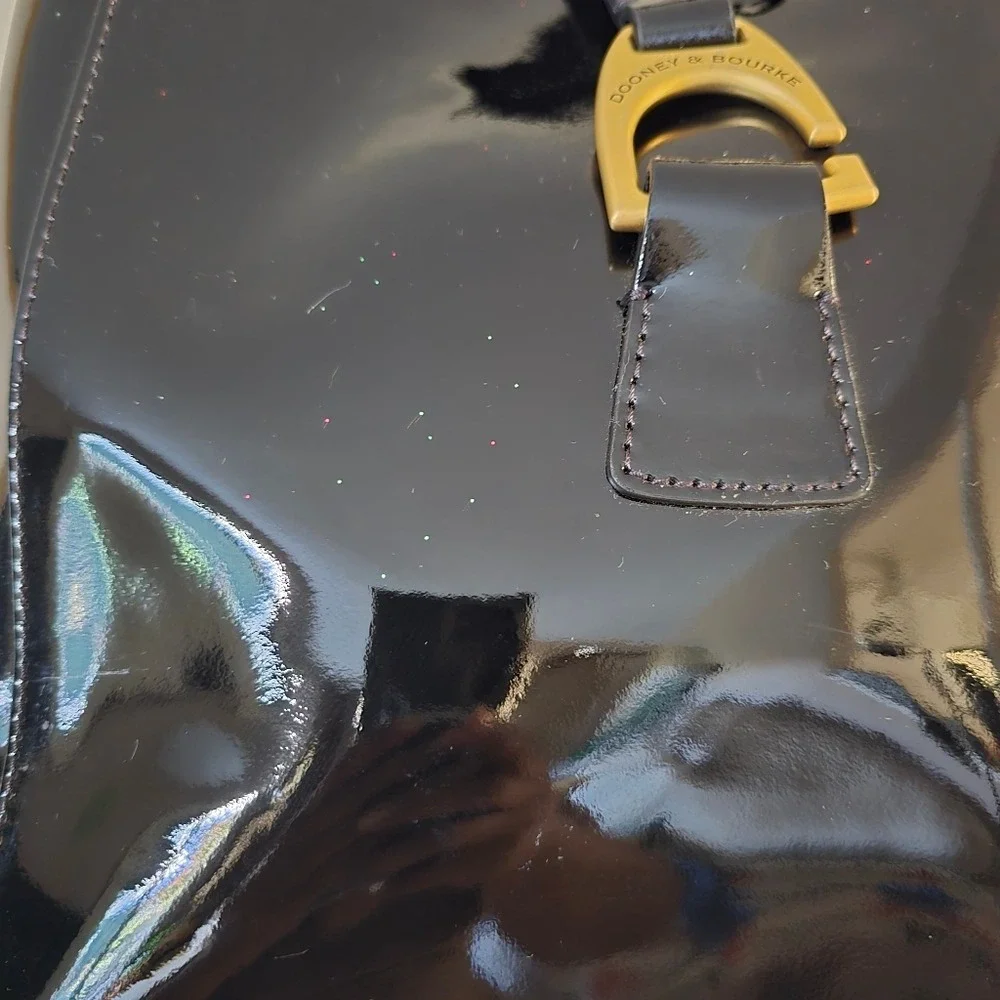 Dooney & Bourke Black Patent Leather Shoulder Bag + Dust‎ Bag